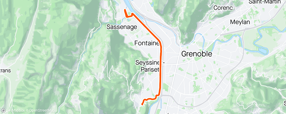 Map of the activity, Lunch Run Seyssins ➡️ sassenage go &back🏃☀️