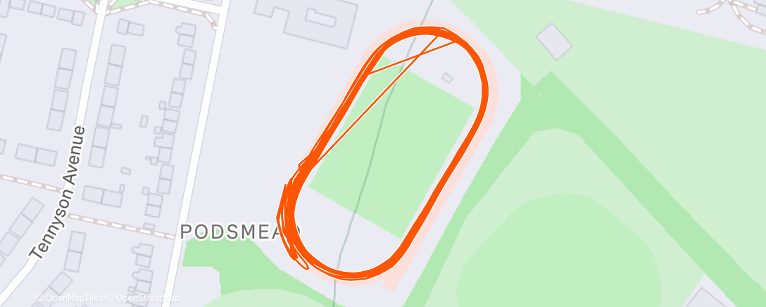 Map of the activity, Track - warm up / 4 x 6min efforts / warm down