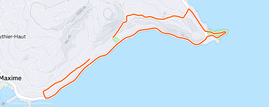 Map of the activity, Course à pied le midi