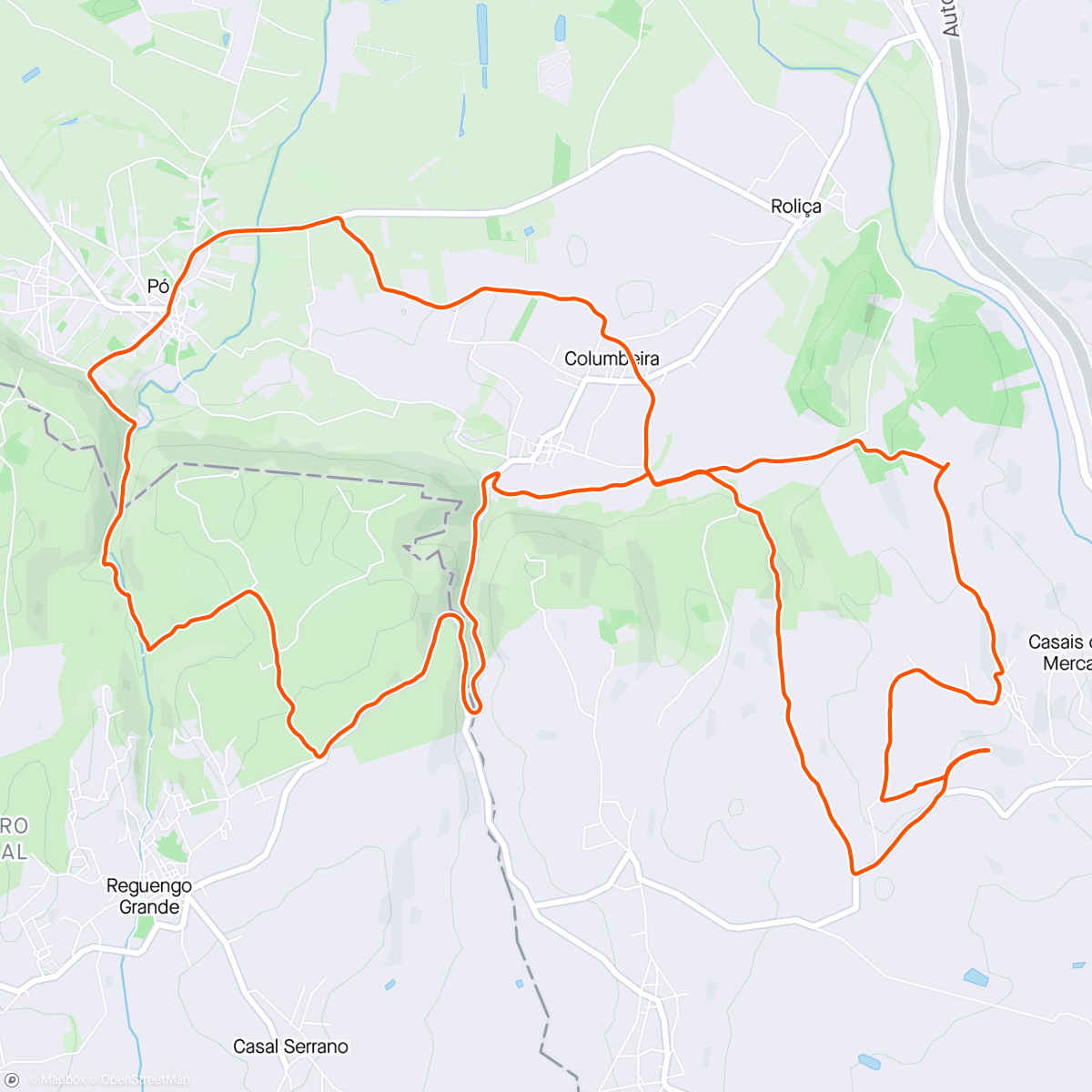 Mapa da atividade, Night Mountain Bike Ride