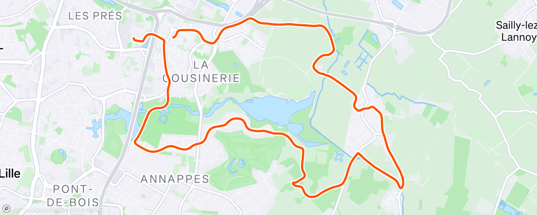 Map of the activity, Course à pied le matin