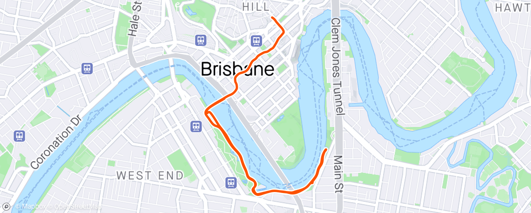 Map of the activity, Early morning recovery run. Doing a recce of the South bank footpath.