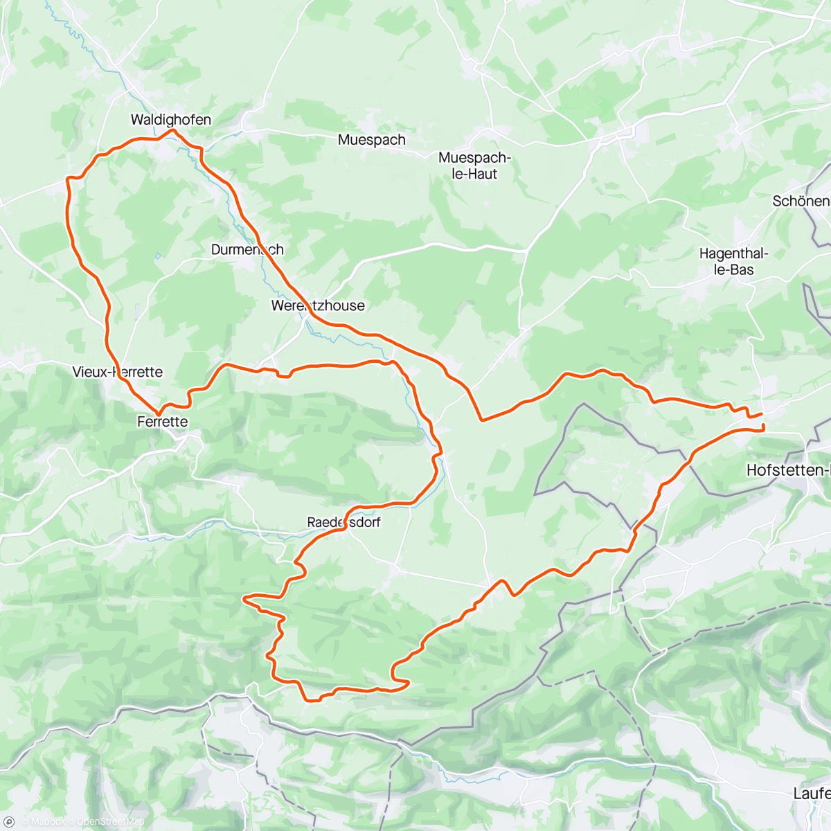 Map of the activity, 🚴🏻‍♂️ Les Monts du sud Sundgau