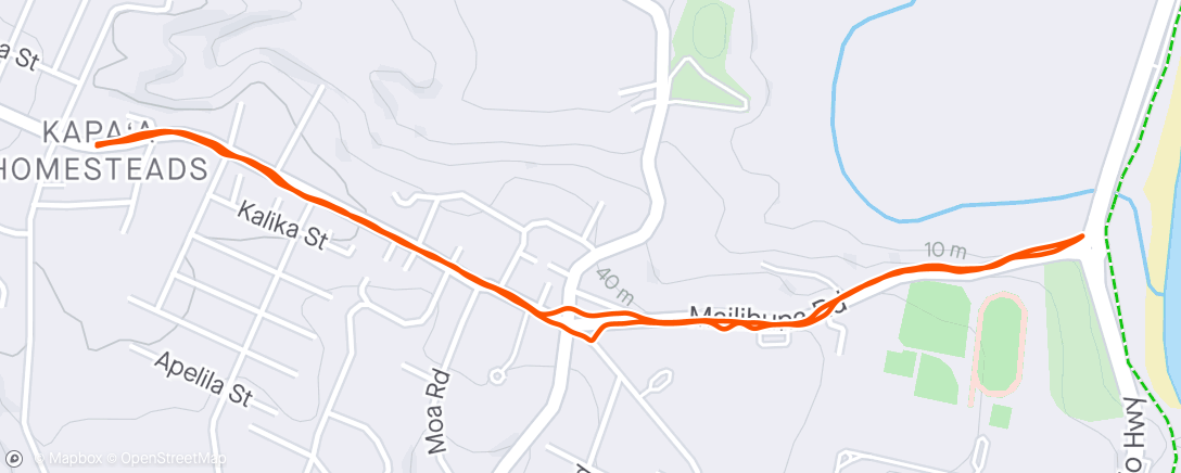 Map of the activity, Struggled but surprised myself with a PR on my old HS hill.