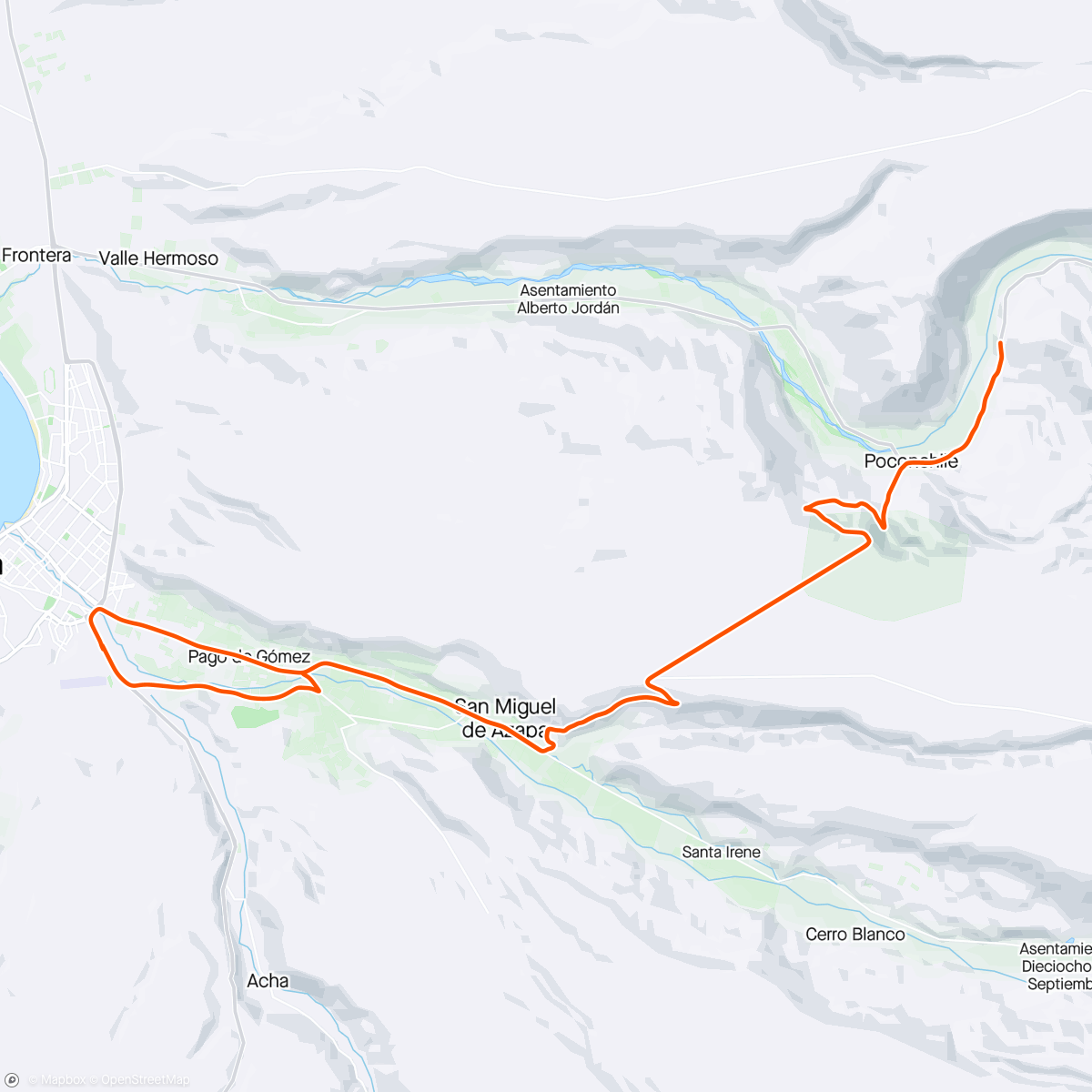 Map of the activity, Salida a Poconchile y cumbre chica por Azapa y regreso.