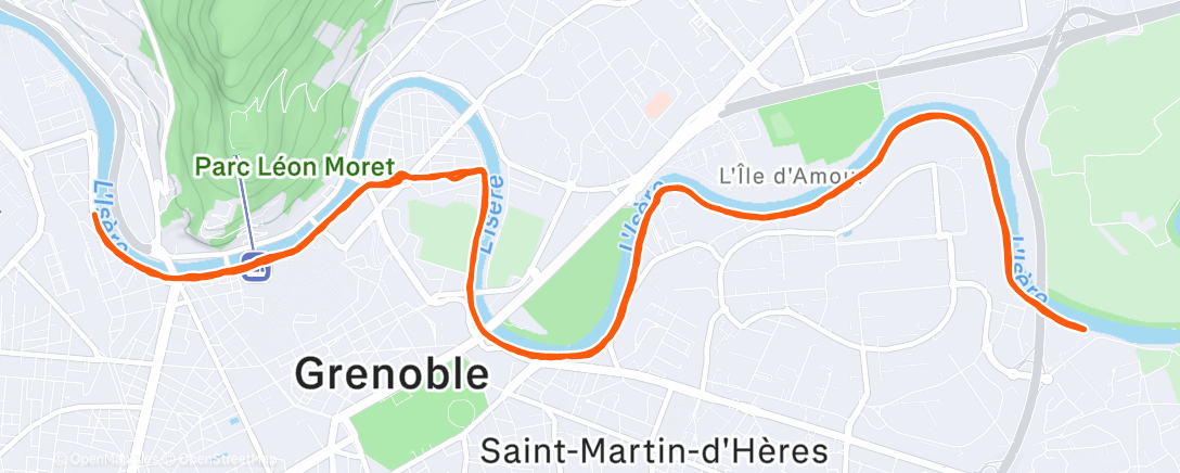 Map of the activity, Easy tempo 7*3' with Fabian