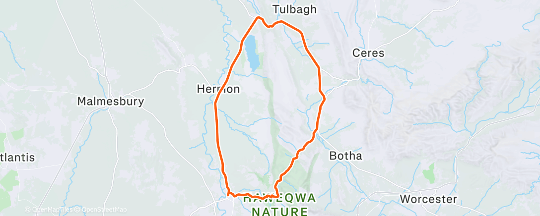Map of the activity, Bain’s Kloof Pass