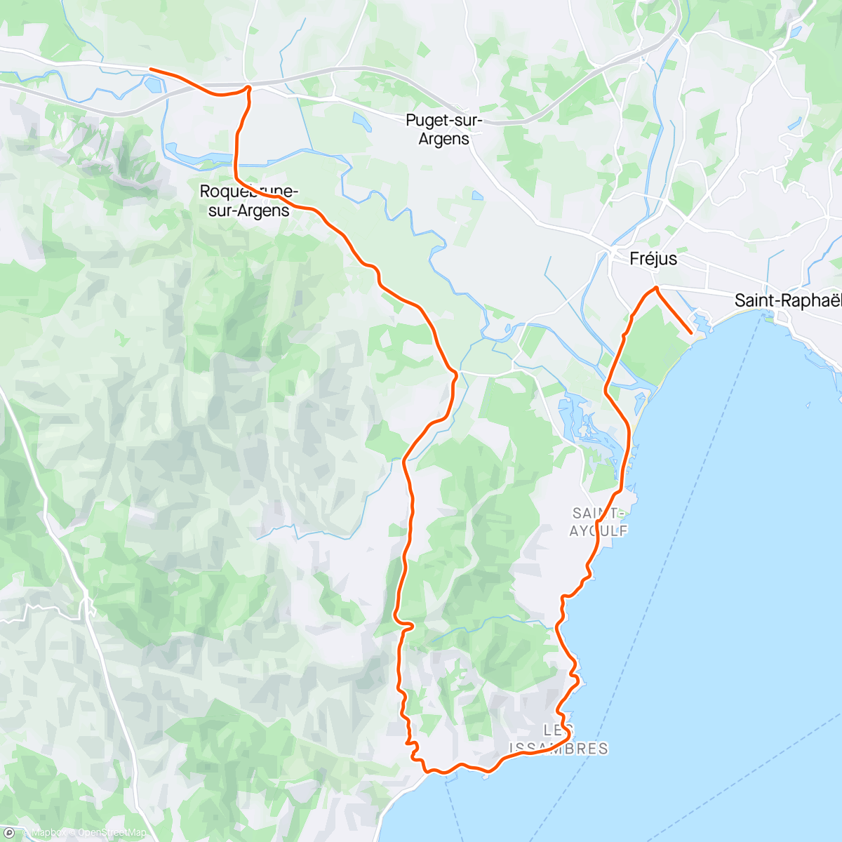 Map of the activity, ROUVY - Group Ride: Ekoï Challenge Fréjus 35km