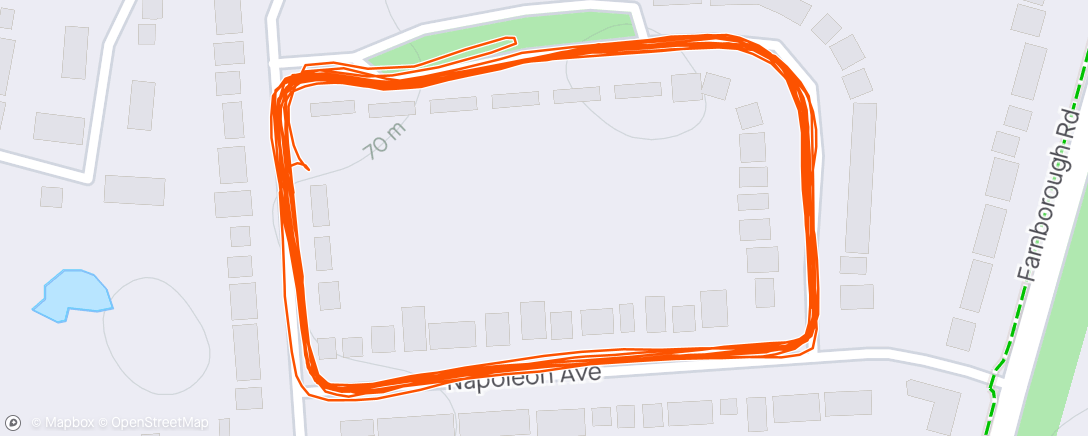 Map of the activity, 3k T (2’), 6 x 1’ on/off, Mile T