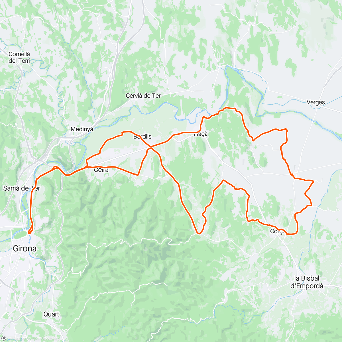 Mapa da atividade, Girona… door de glooiende heuvels