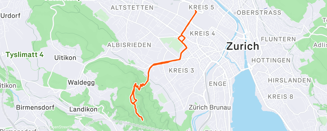 Map of the activity, Afternoon Run