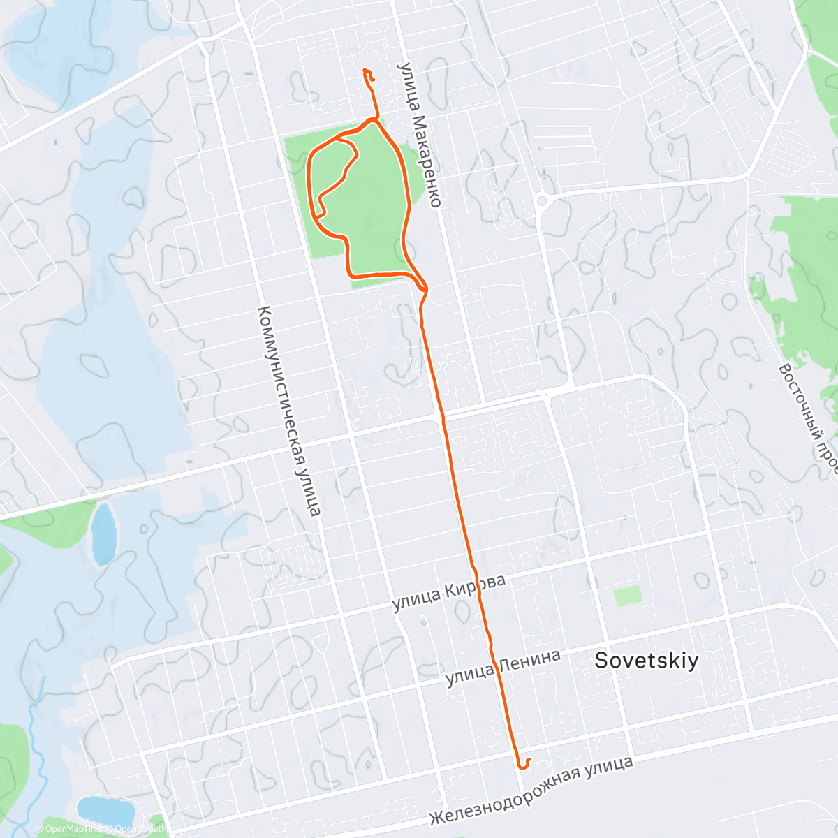 Map of the activity, Дневной забег