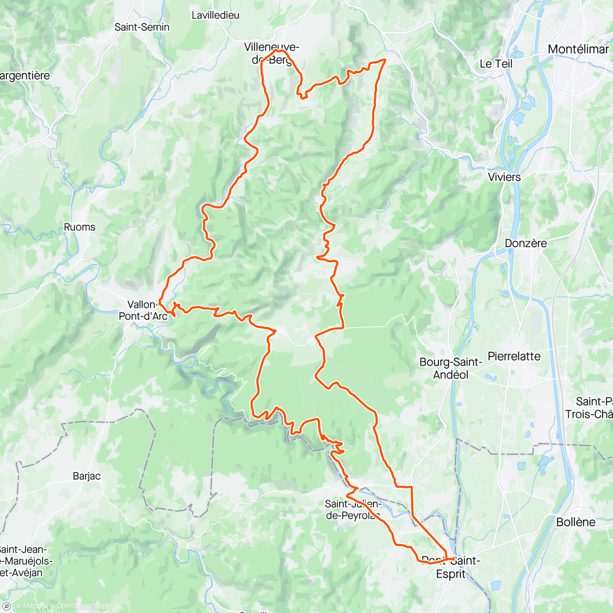 Map of the activity, Sortie Rugi en Ardèche