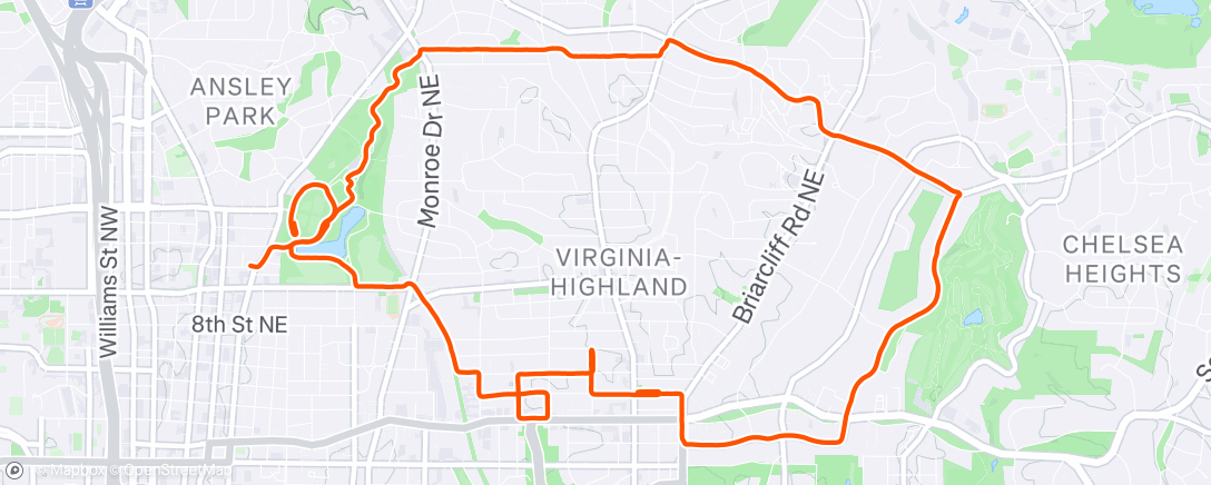 Map of the activity, Evening Run
