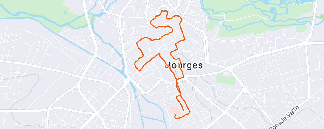 Map of the activity, Course à pied en soirée