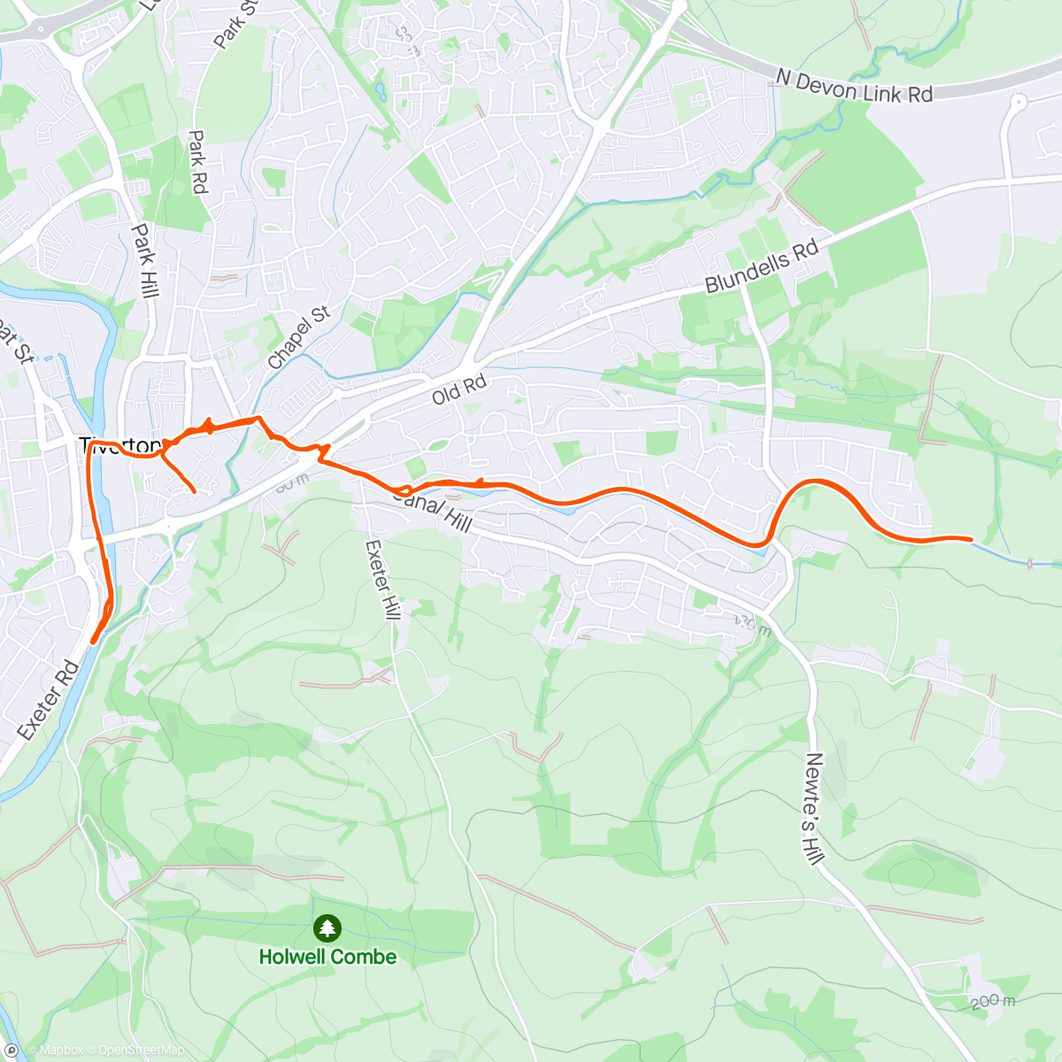 Map of the activity, River Exe and Tiverton Canal walk