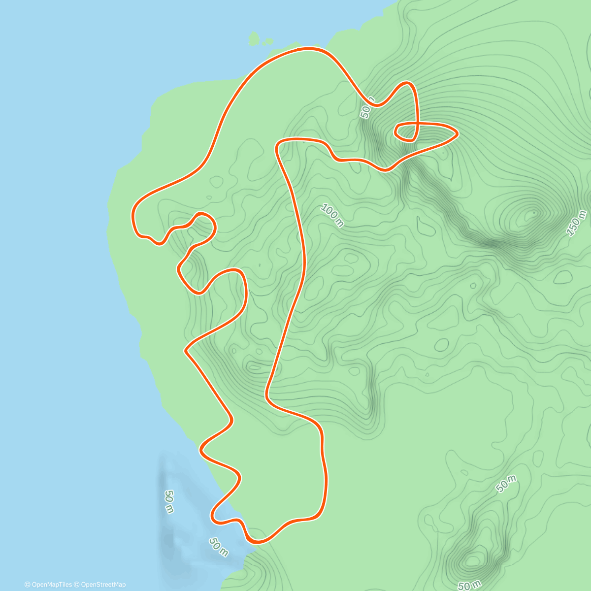 Mapa de la actividad (Zwift - Two Bridges Loop in Watopia)