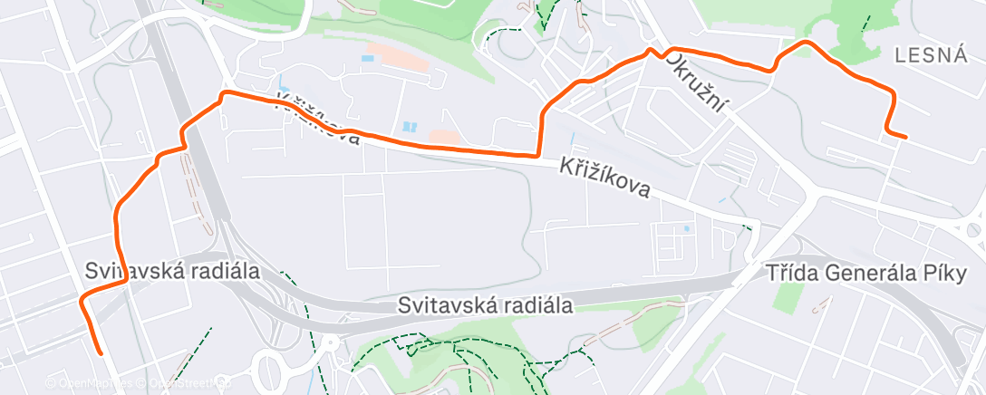 Map of the activity, Afternoon Run