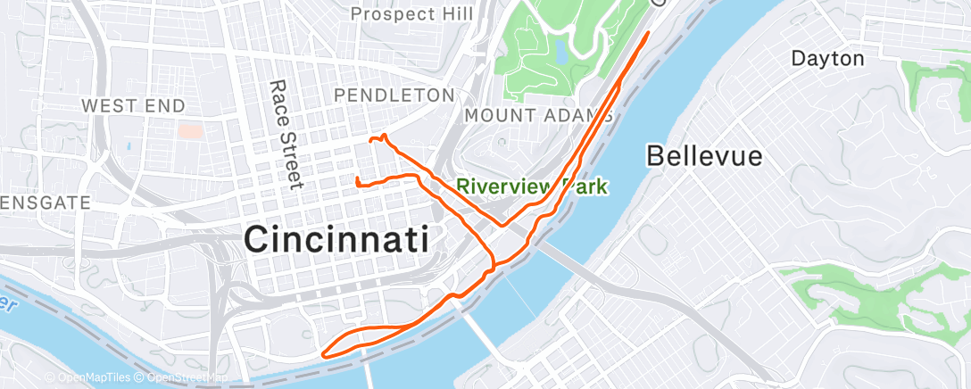 Map of the activity, Afternoon Run