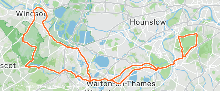 Route map for WINDSOR – CINNAMON CAFE – G1/2 52MI 1200FT G3 50MI 650FT