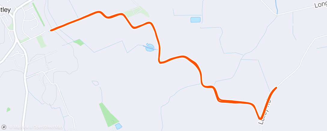 Map of the activity, 4 Miler 35lb Bergan weighted run with the dogs