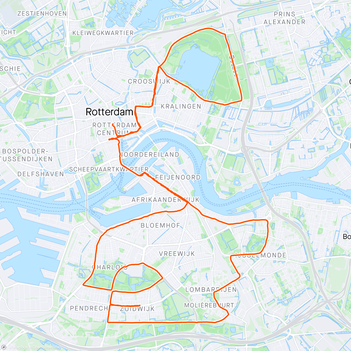 Map of the activity, Rotterdam marathon 2024