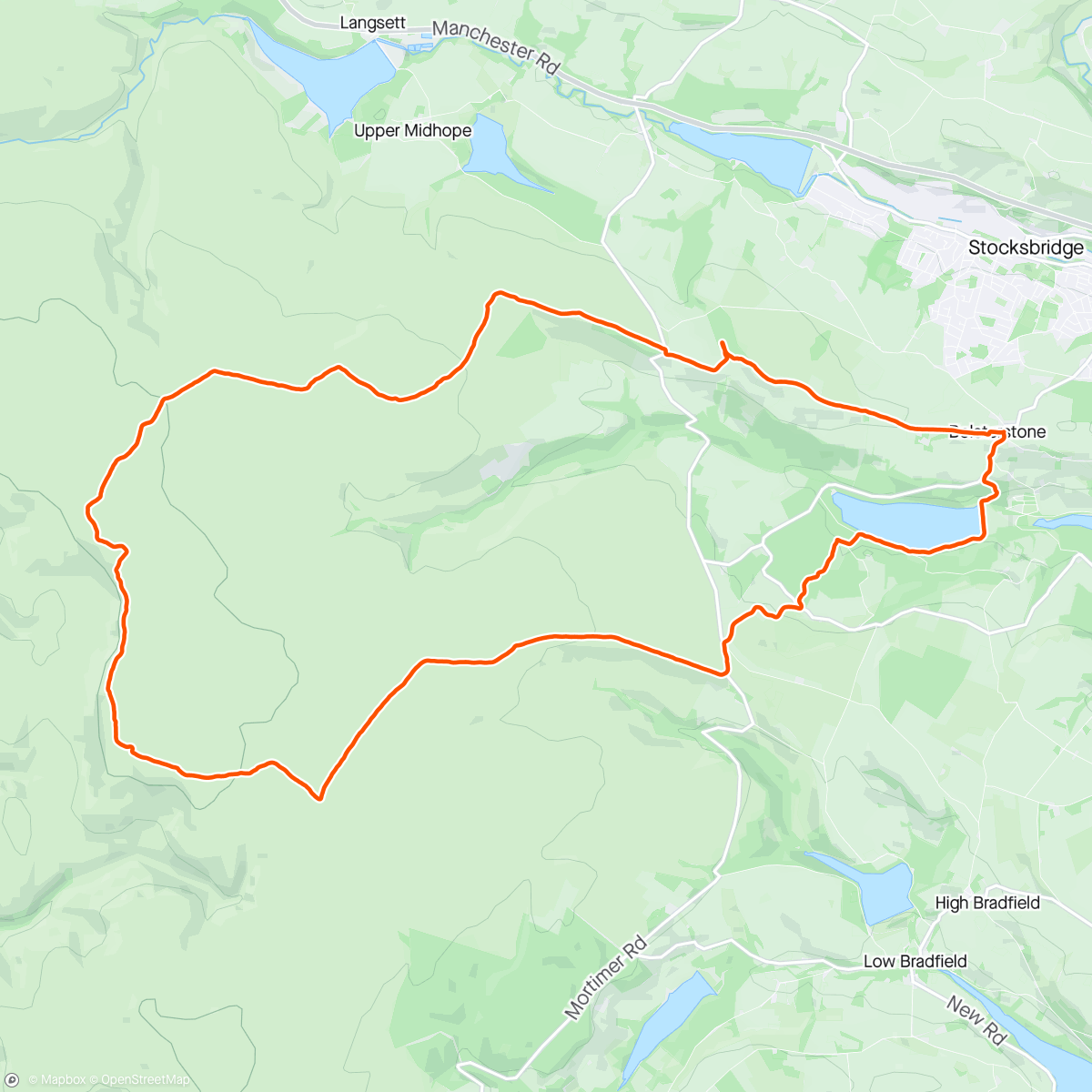 Map of the activity, Walk with Chris. Bolsterstone, Pike Lowe, Margery Hill, High Stones, Dukes Rd, Broomhead.