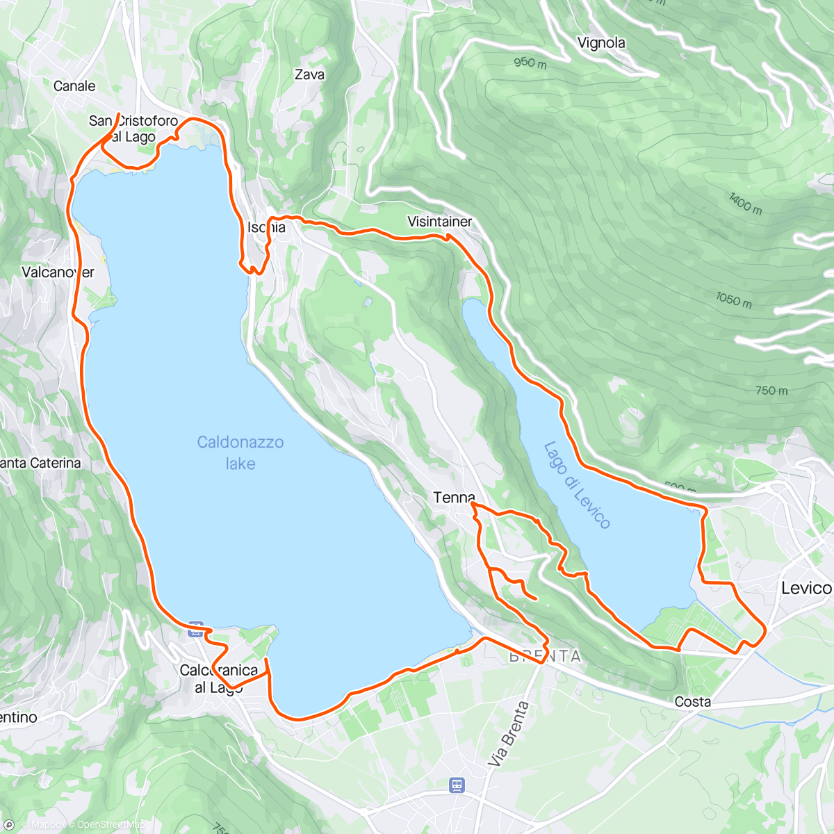 Map of the activity, Laghi di Caldonazzo e Levico