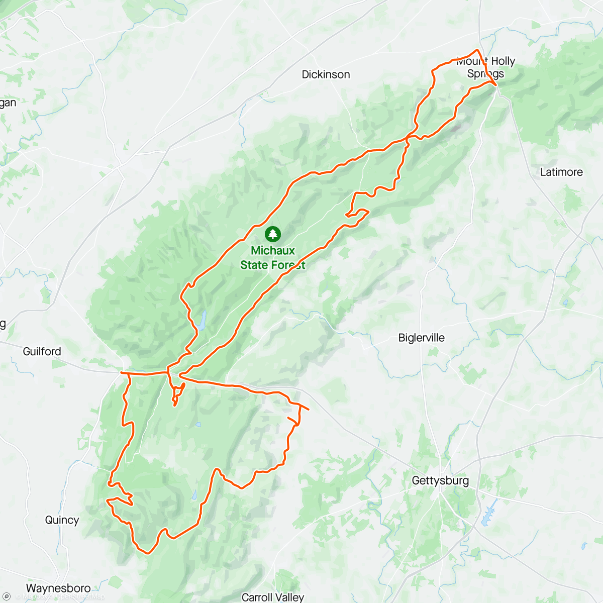 Map of the activity, Gravel century with The dudes. 
(we don't pause the strava when you stop)