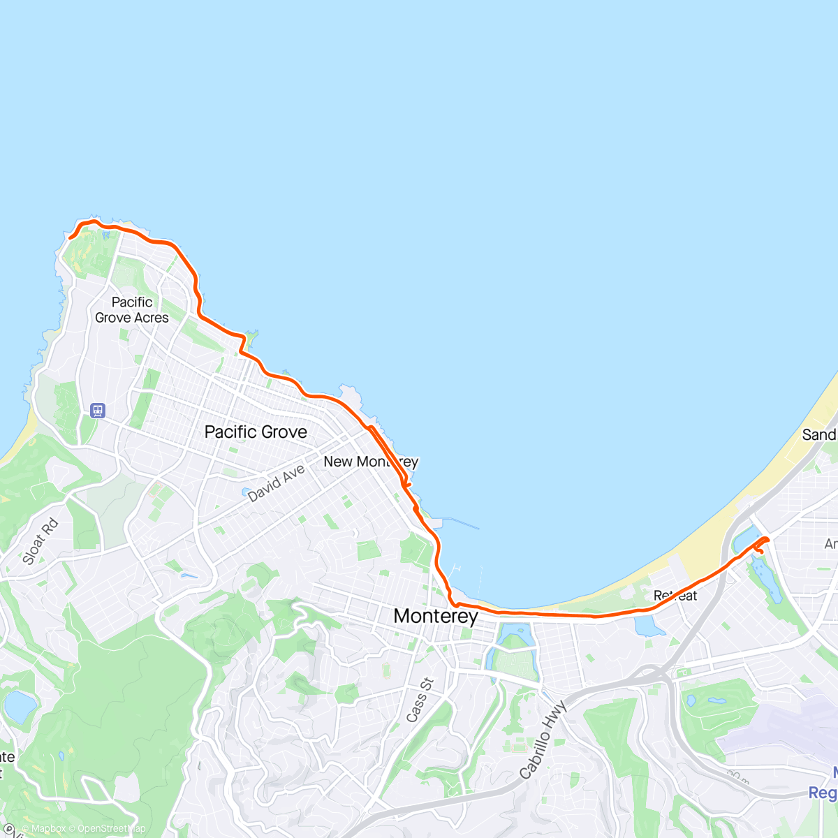 Map of the activity, Bike path cruise to Lover’s Point🤣