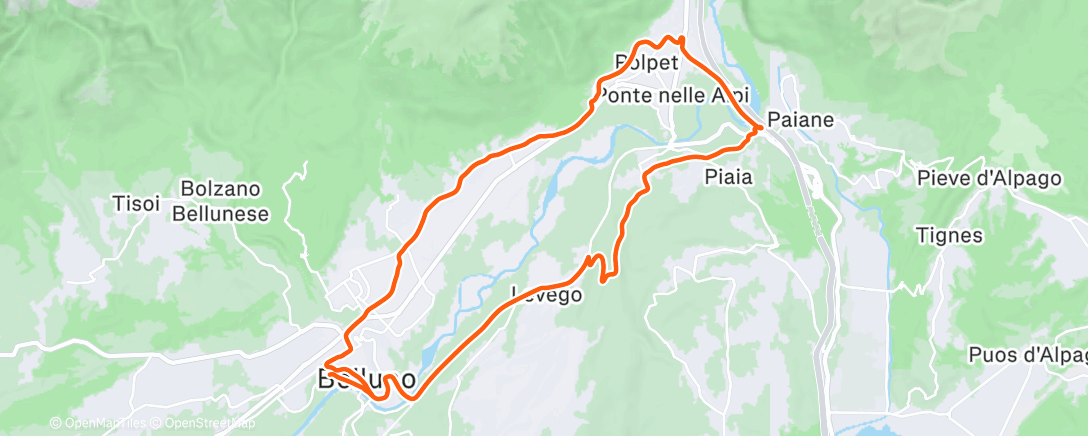 Map of the activity, Pedalata pomeridiana