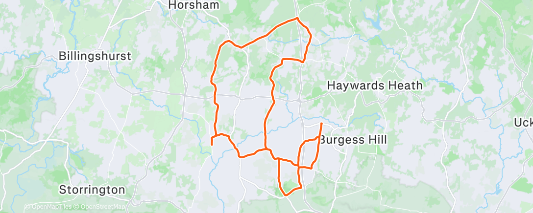 Map of the activity, SRVC Saturday, Hilly route ish