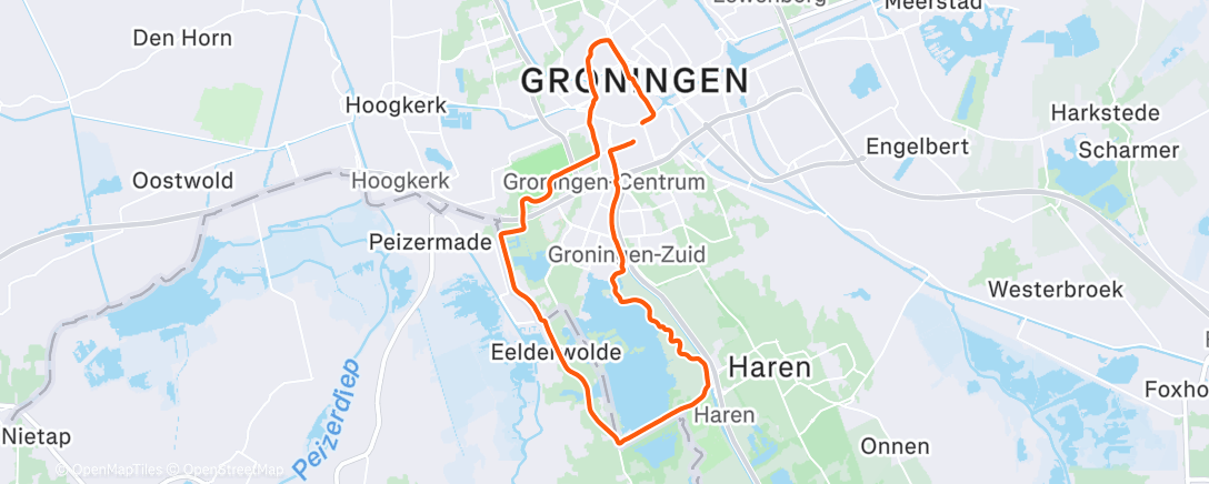 Map of the activity, Middagloop