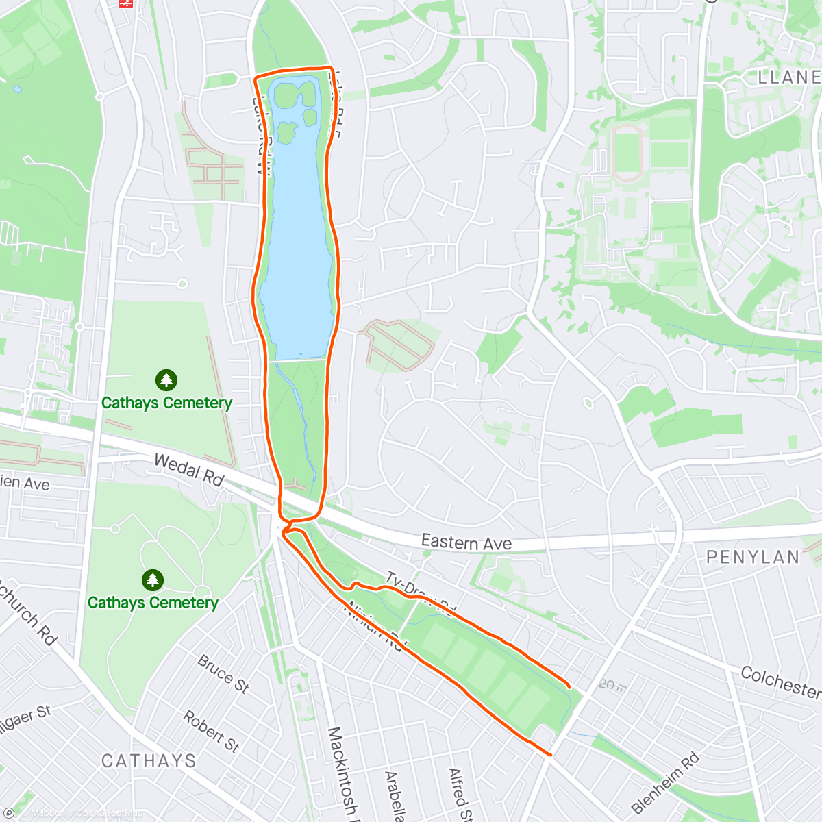 Map of the activity, Evening 5K 3min run/2min walk Jeff #CoachDave