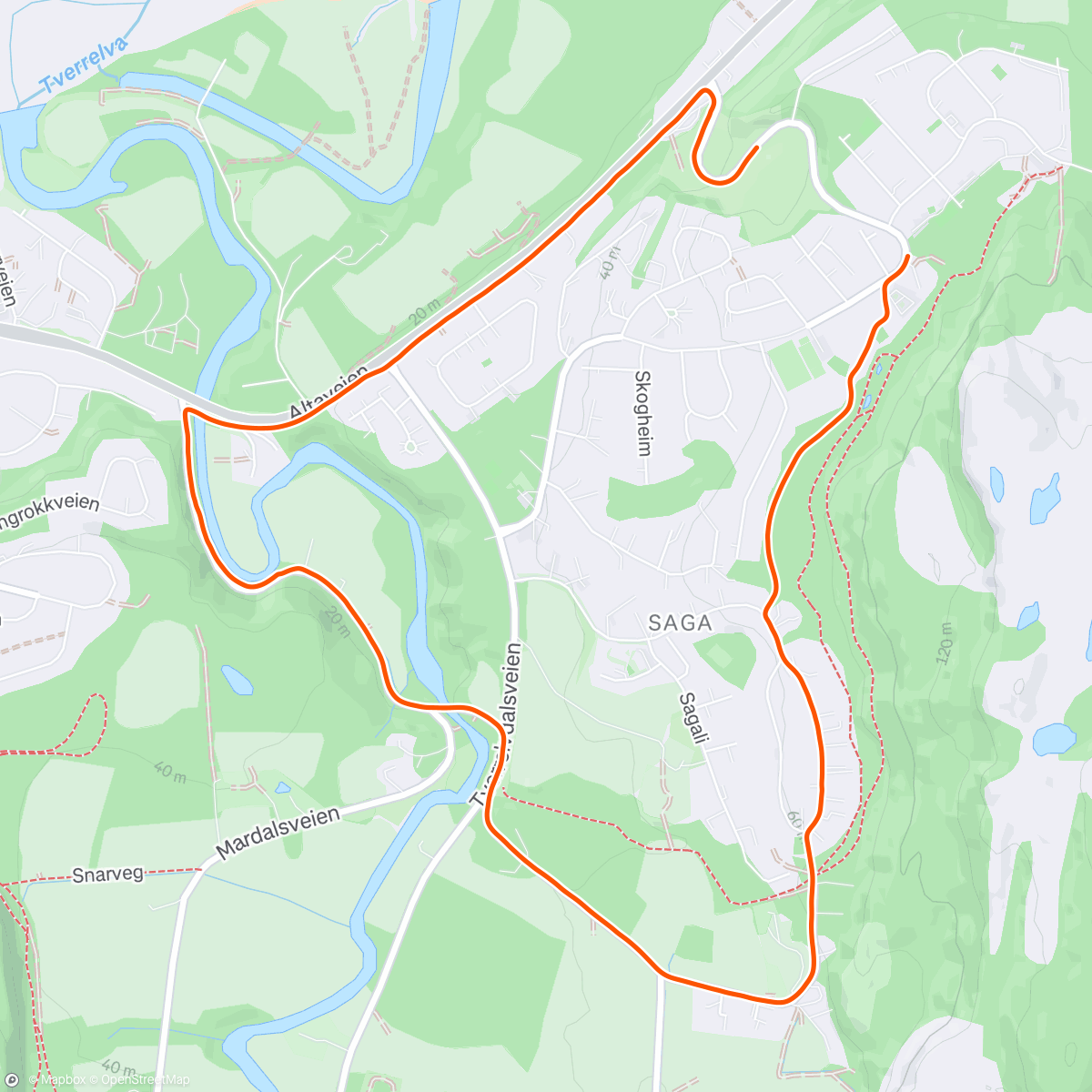 Map of the activity, Afternoon Run