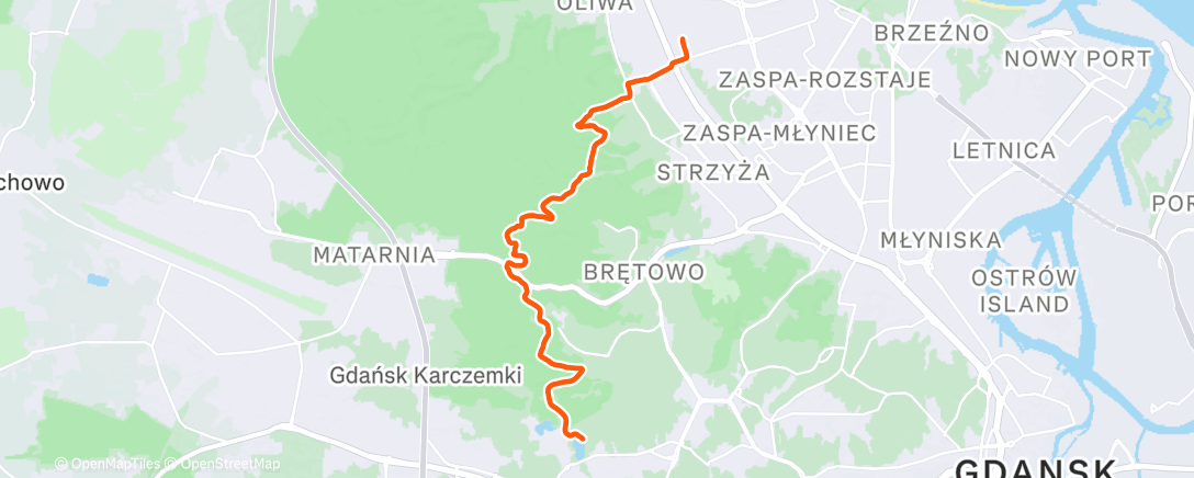 Map of the activity, Afternoon Trail Run