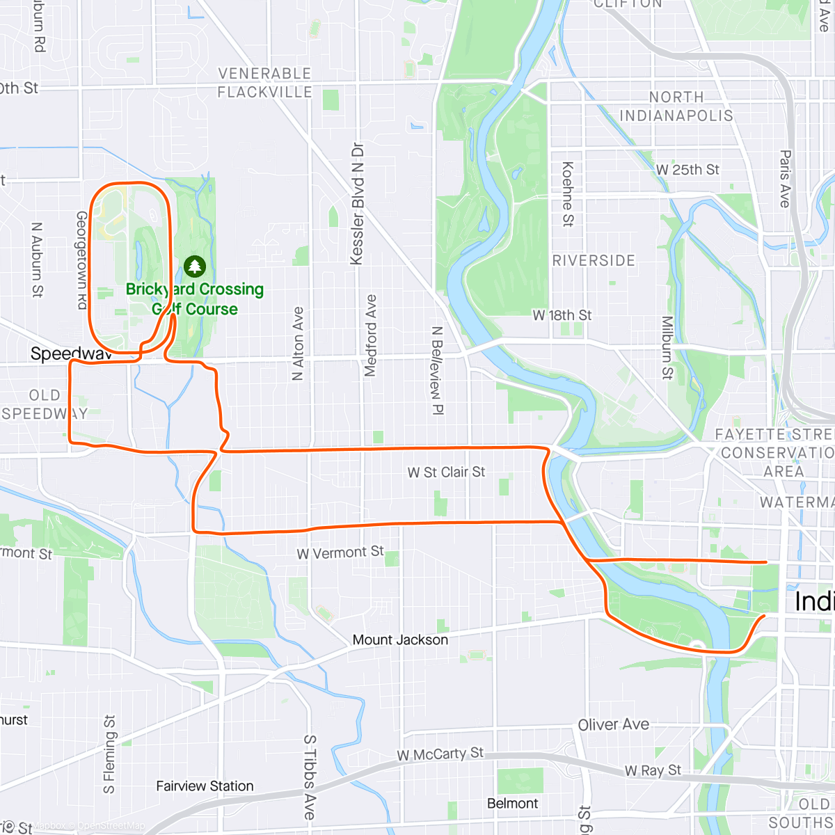 Map of the activity, Indy Mini — 1:25:45
