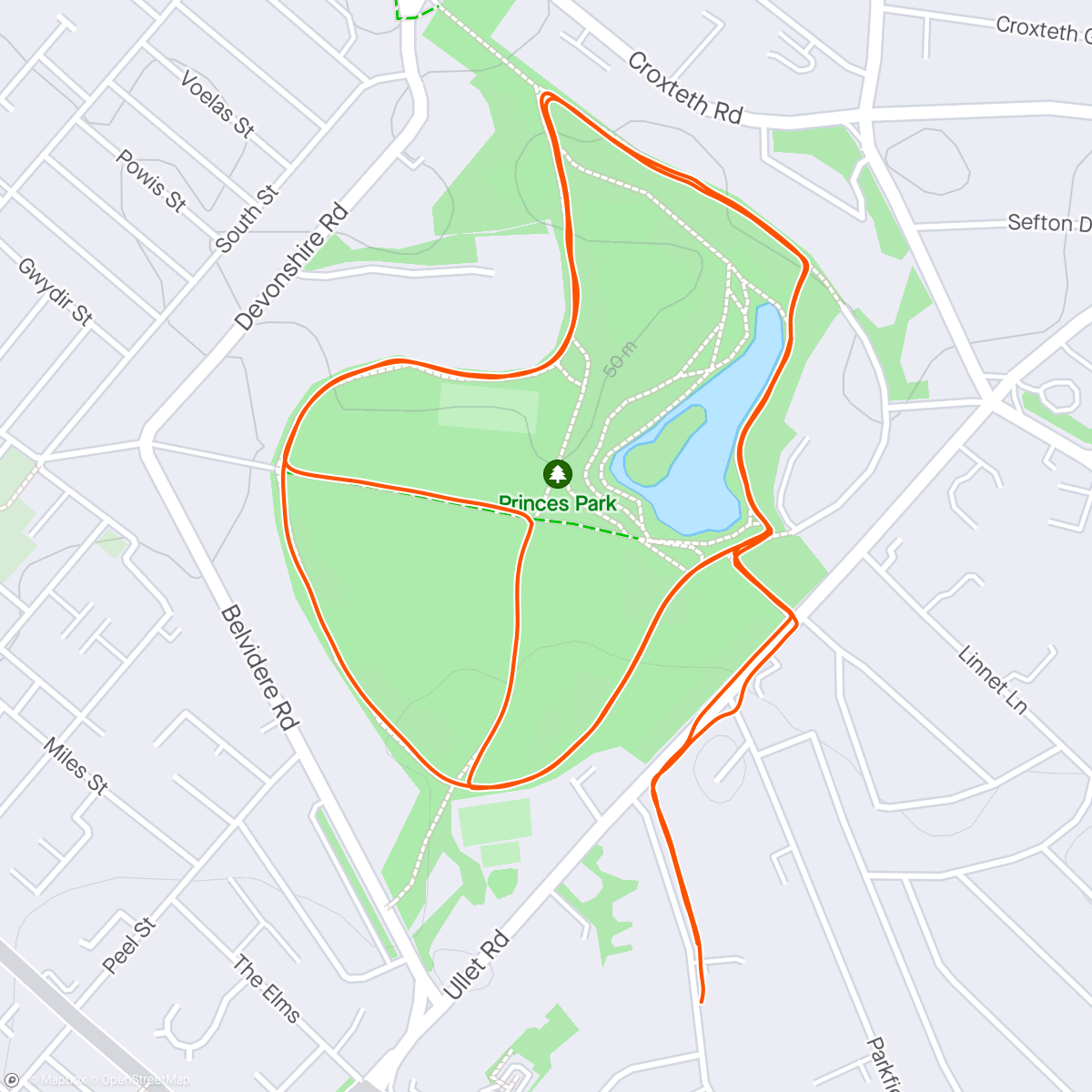 Map of the activity, Princes park