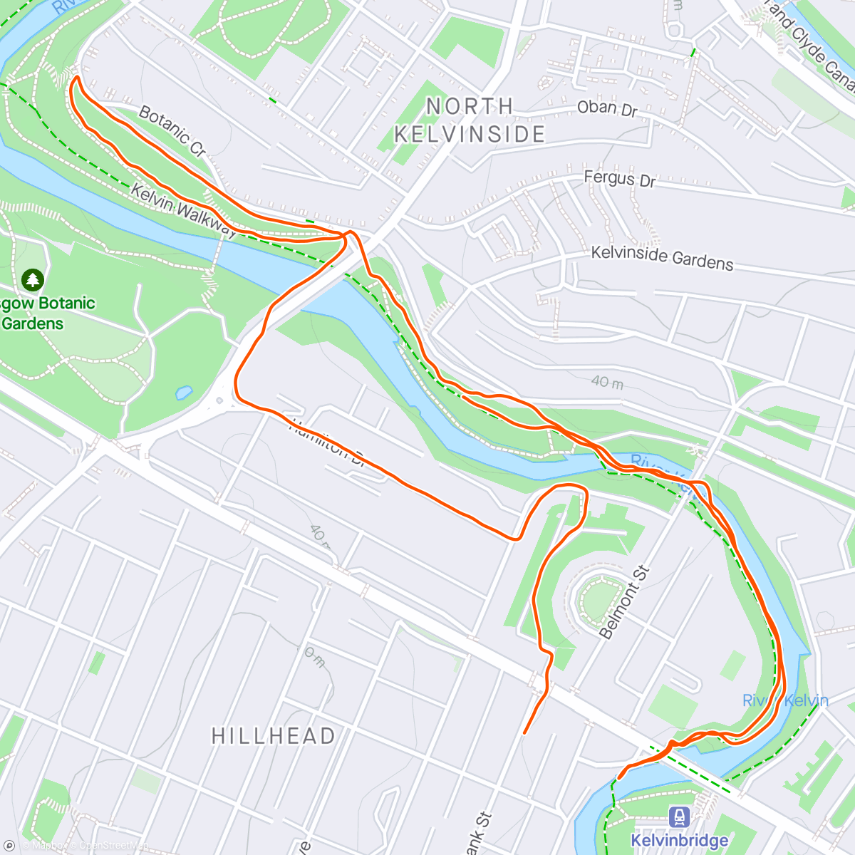 Map of the activity, Sunny run with Sophie