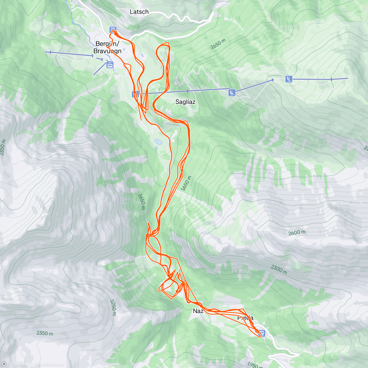 Map of the activity, Bergün sledding 🛷