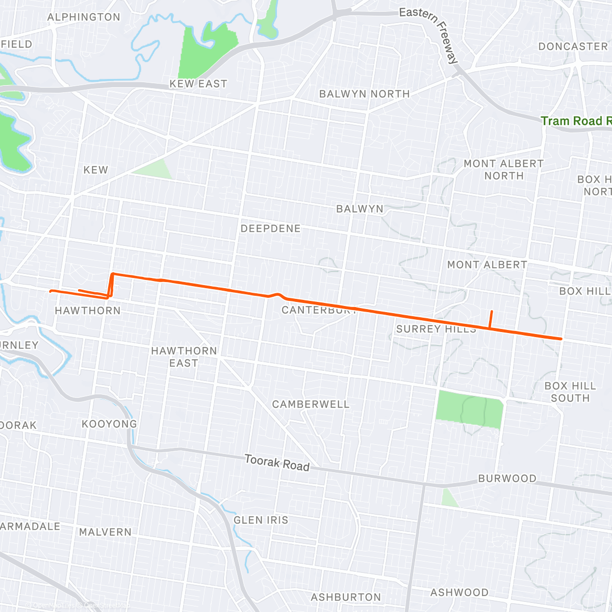 Map of the activity, Evening Ride