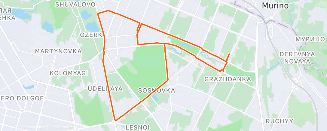 Map of the activity, Дневной забег