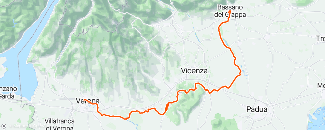 Karte der Aktivität „Veneto Gravel 5 e ultimo giorno Verona/Bassano del Grappa”