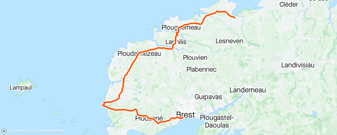 Map of the activity, Le Mans - Brest / day 3