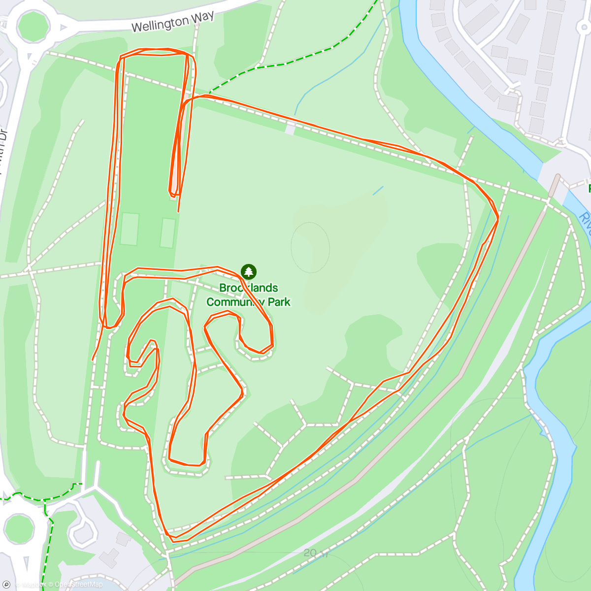 Map of the activity, Brooklands Parkrun. That was hard considering I’ve had the worlds worst cold this week 🤧🏃🏻‍♀️🙌