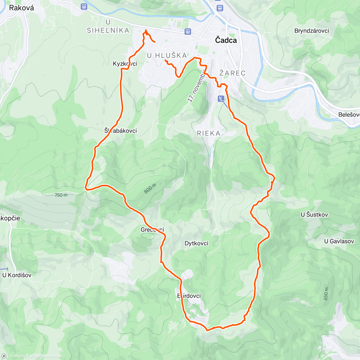 Map of the activity, ... krásny kúsok Javorníckeho chodníčka a cez Briavu do chalupy 🚶🐕👌💚