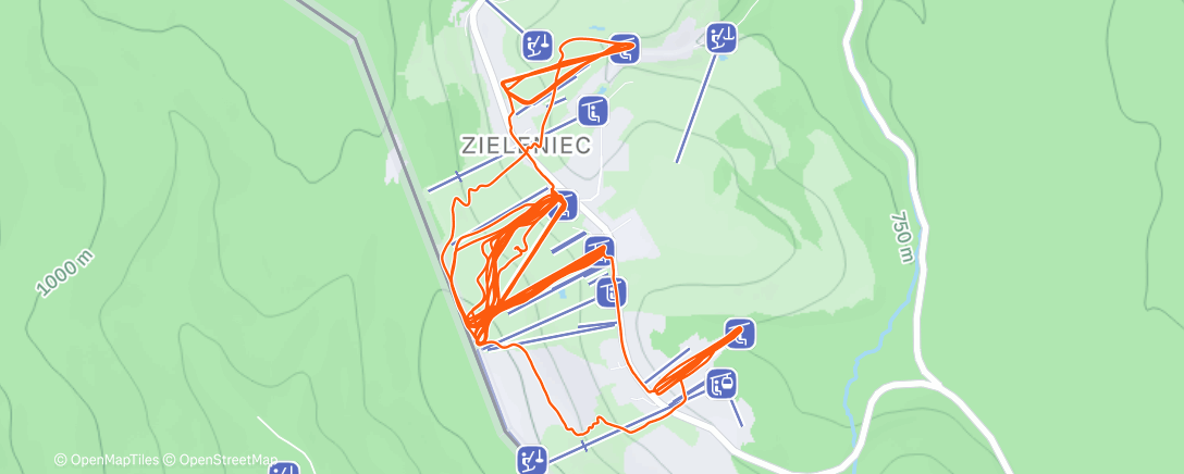 Map of the activity, Zieleniec Ski Arena