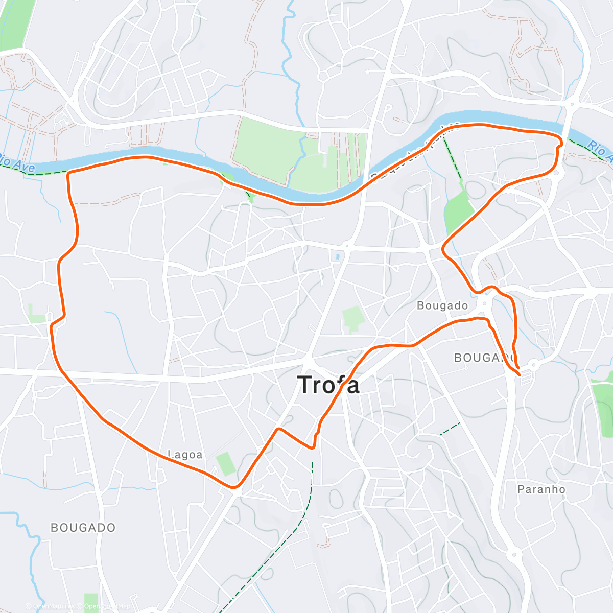 Map of the activity, 445.º Trofa a Correr by Team Lantemil