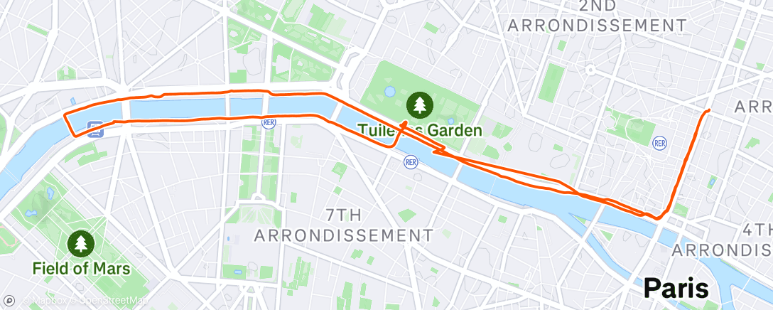 Map of the activity, Course à pied dans l'après-midi