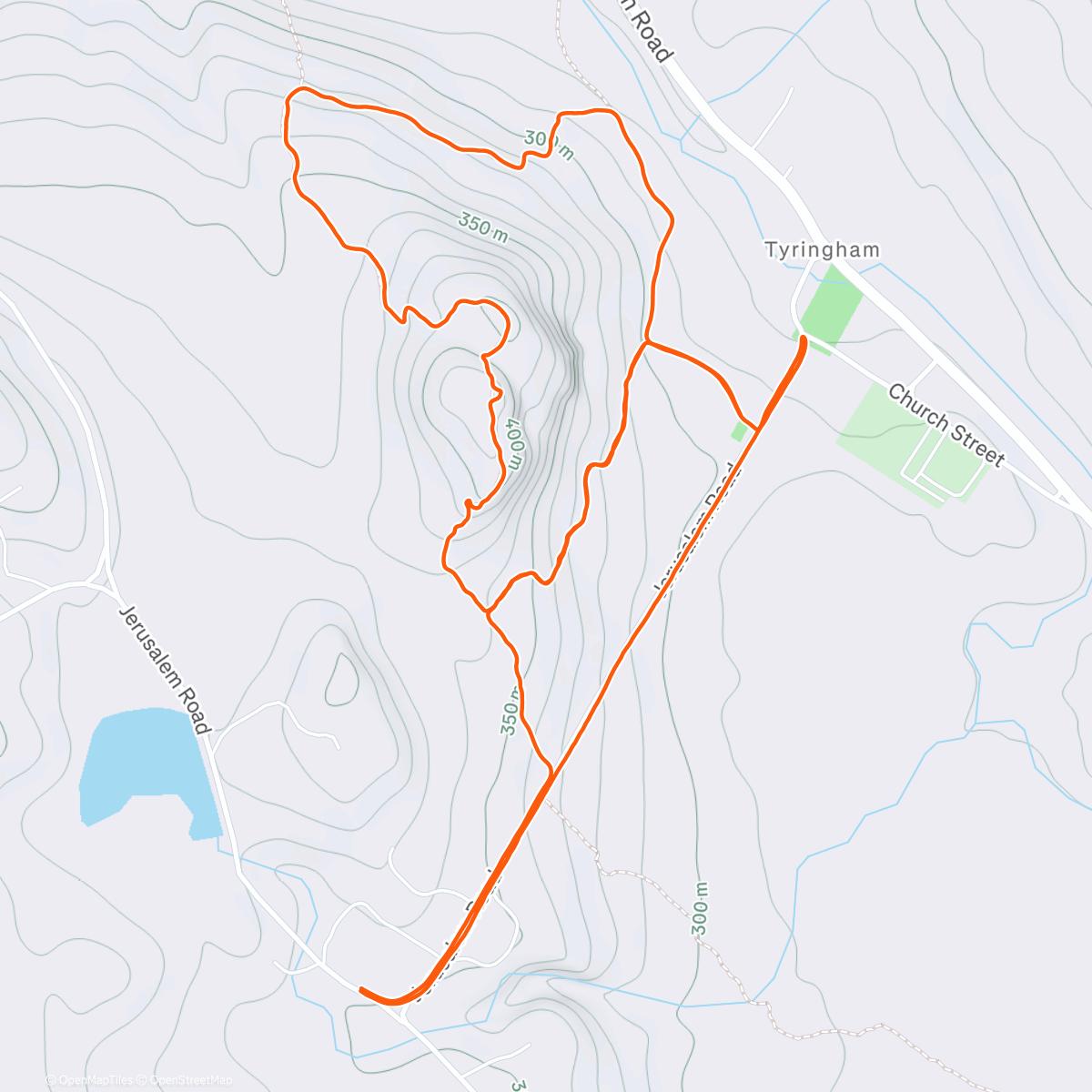 Map of the activity, Tyringham trail run